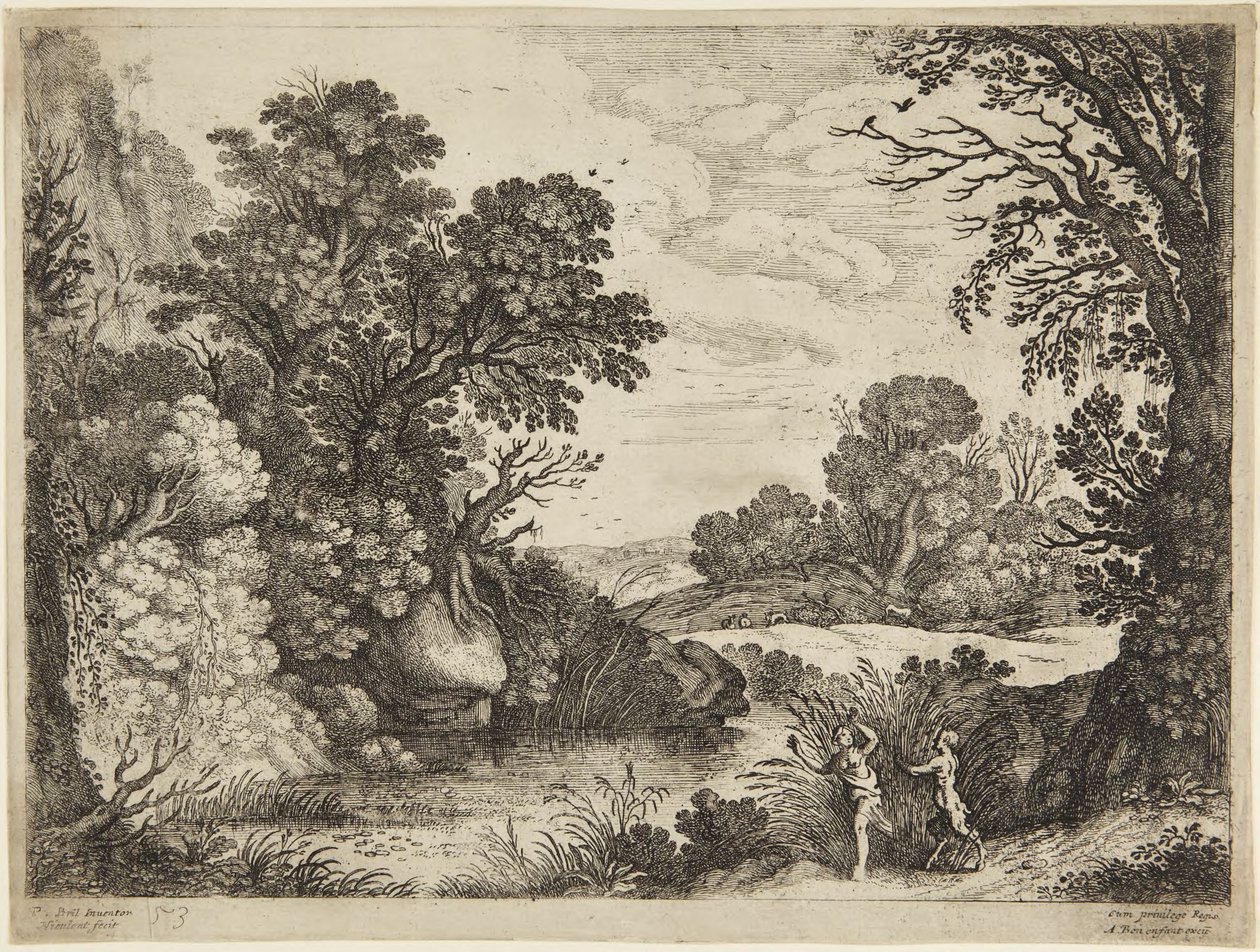 Nymf och satyr av Paul Bril