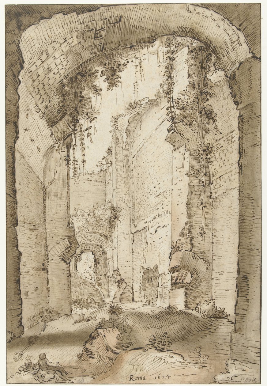 Ruinerna av Palace of Septimus Severus på Palatine Hill av Paul Bril