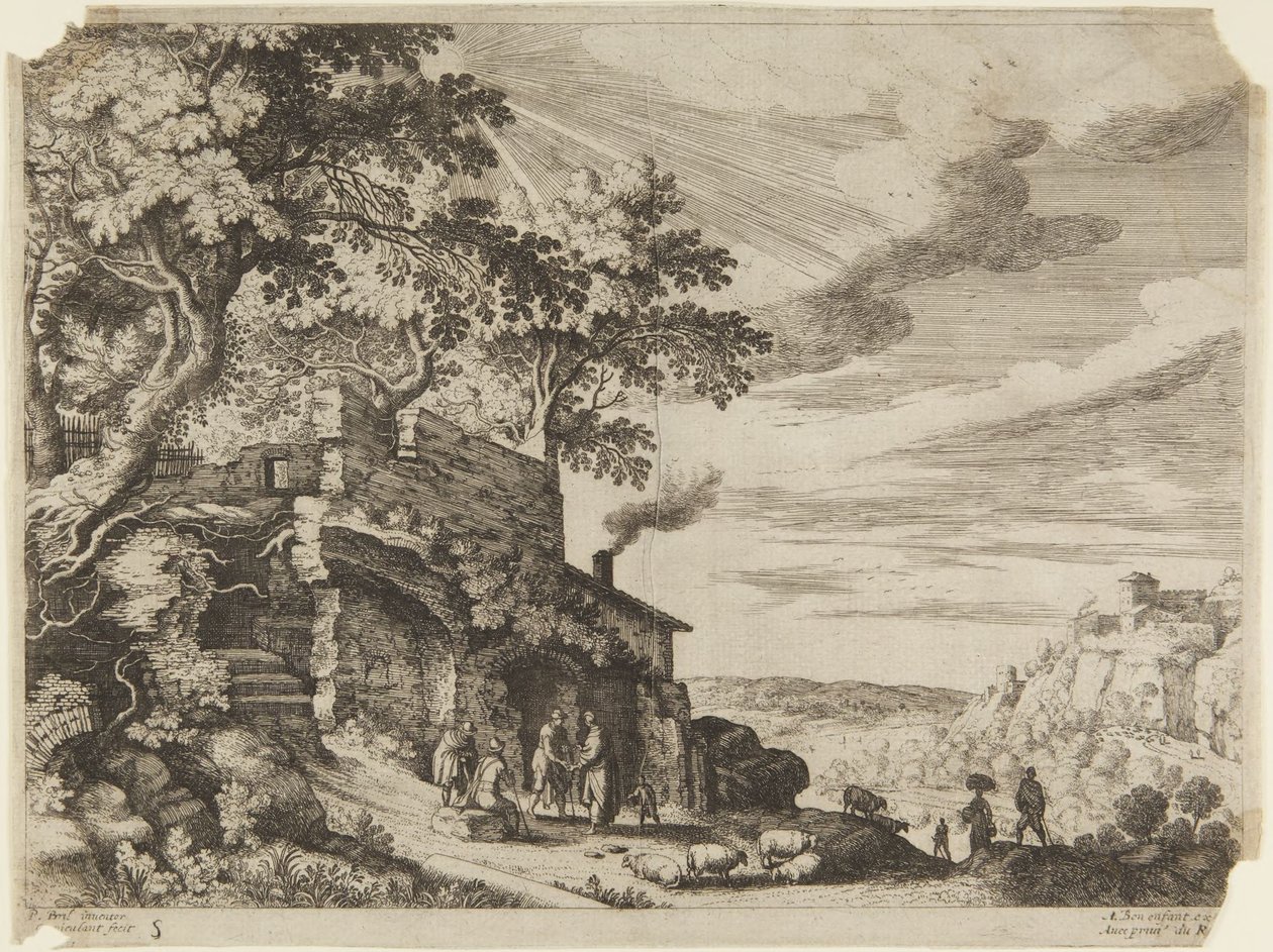 Herdar framför en ruin av Paul Bril