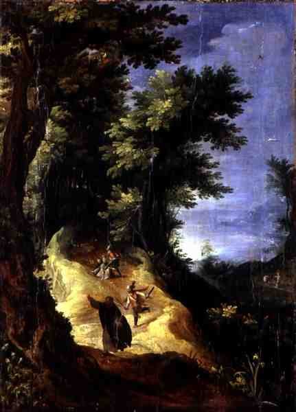 Murder of Two Dominican Friars (olja på duk) av Paul Brill or Bril