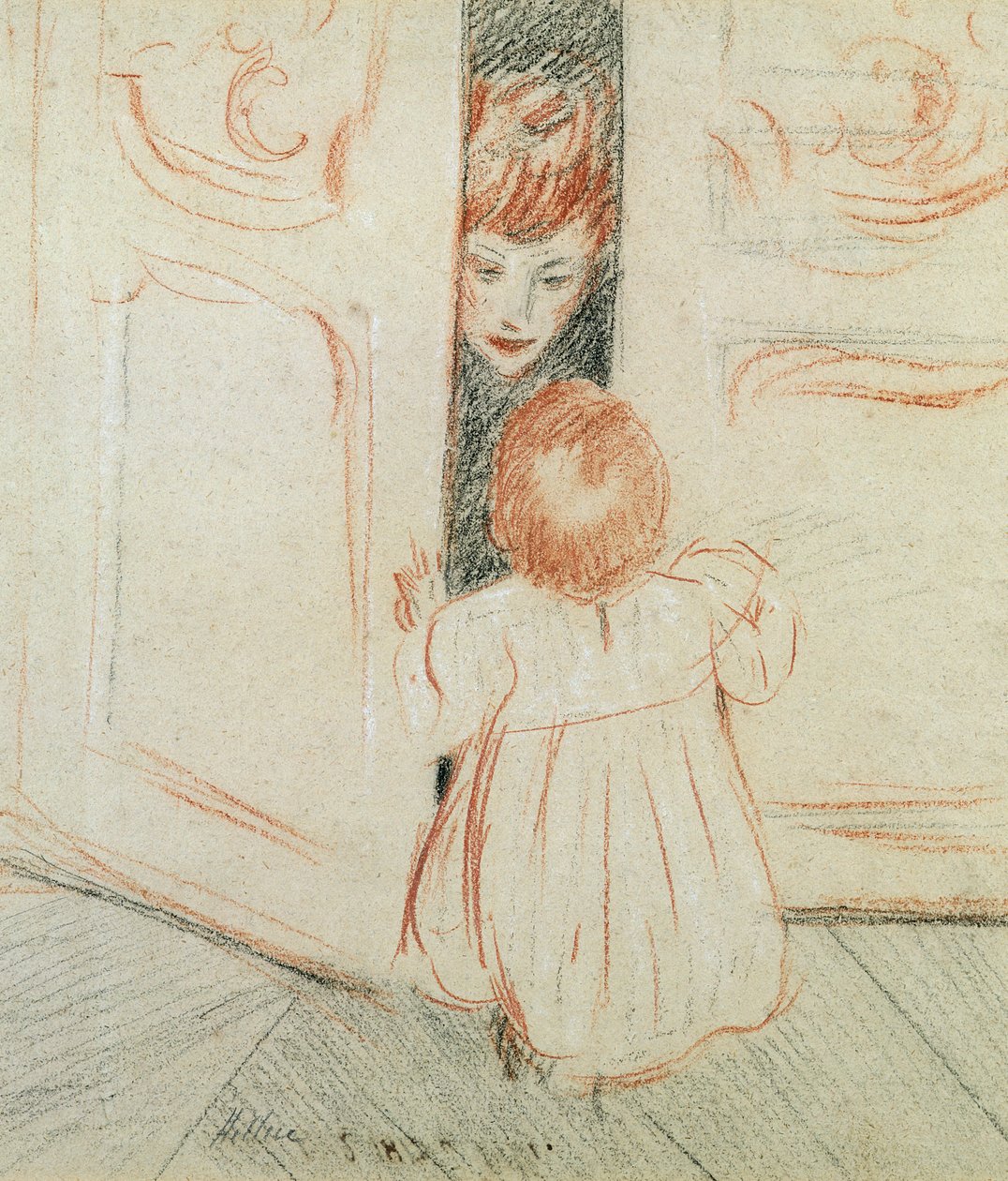Hide and Seek (färgpenna på papper) av Paul Cesar Helleu
