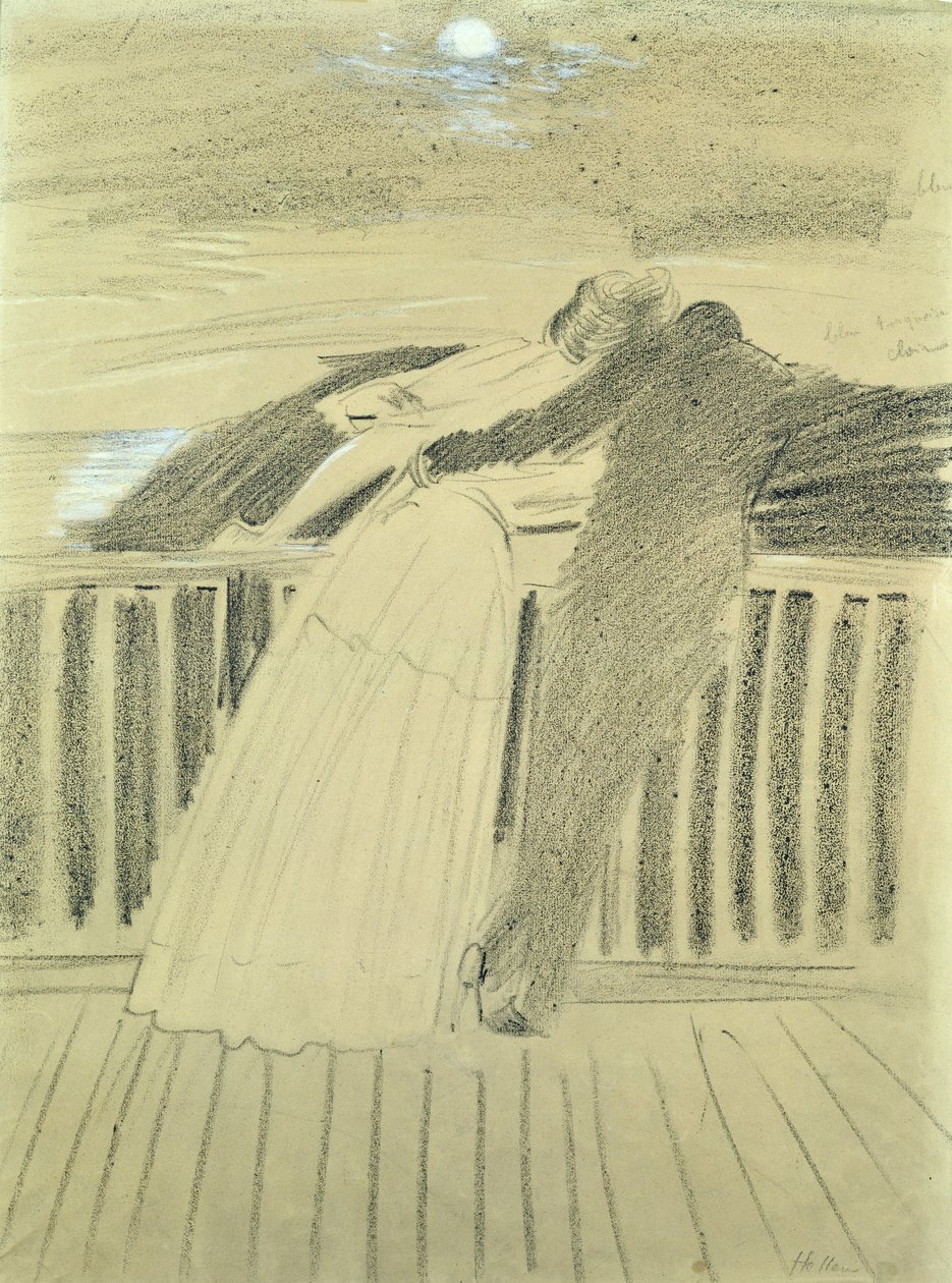 Jeanne Hugo och Jean Charcot i Hauteville House, Guernsey (pastell på papper) av Paul Cesar Helleu