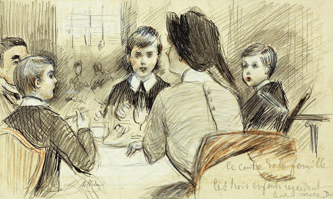 La Centre de la Famille: En familjemiddag på Ritz, New York, 1920 av Paul Cesar Helleu