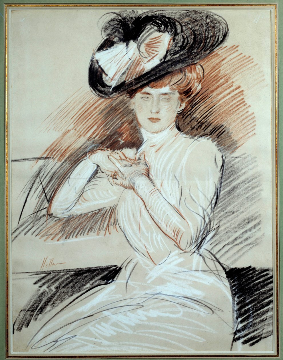 Fru Helleu. Teckning Paul Helleu (1859-1927), 1900-talet. Bayonne, Bonnat-museet av Paul Cesar Helleu