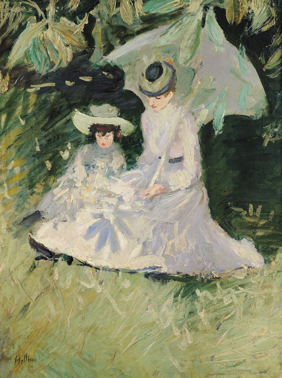 Madame Helleu och hennes dotter på slottet Boudran av Paul Cesar Helleu