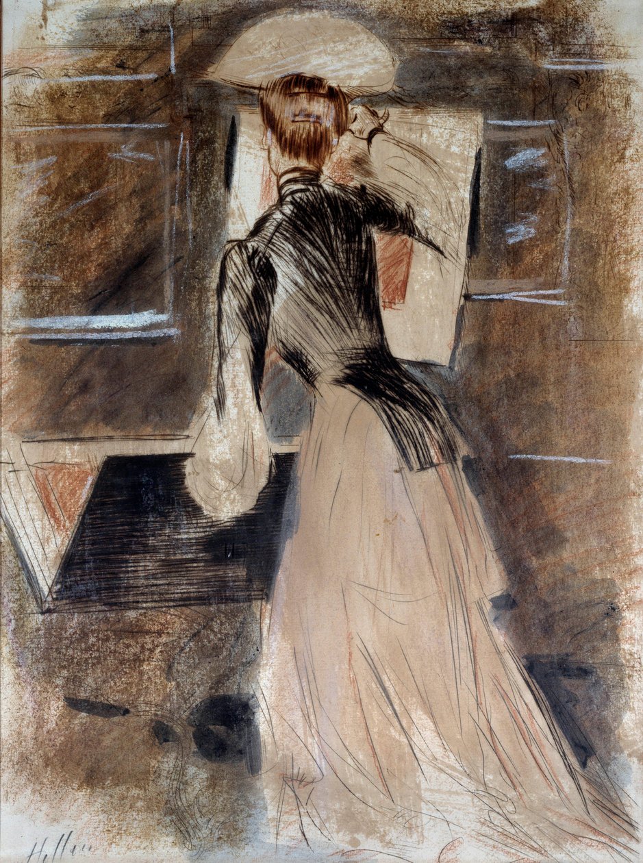 Hellängdsporträtt av Madeleine Carlier. Paul Helleu (1859-1927), 1900-talet. Bayonne, Bonnat-museet av Paul Cesar Helleu