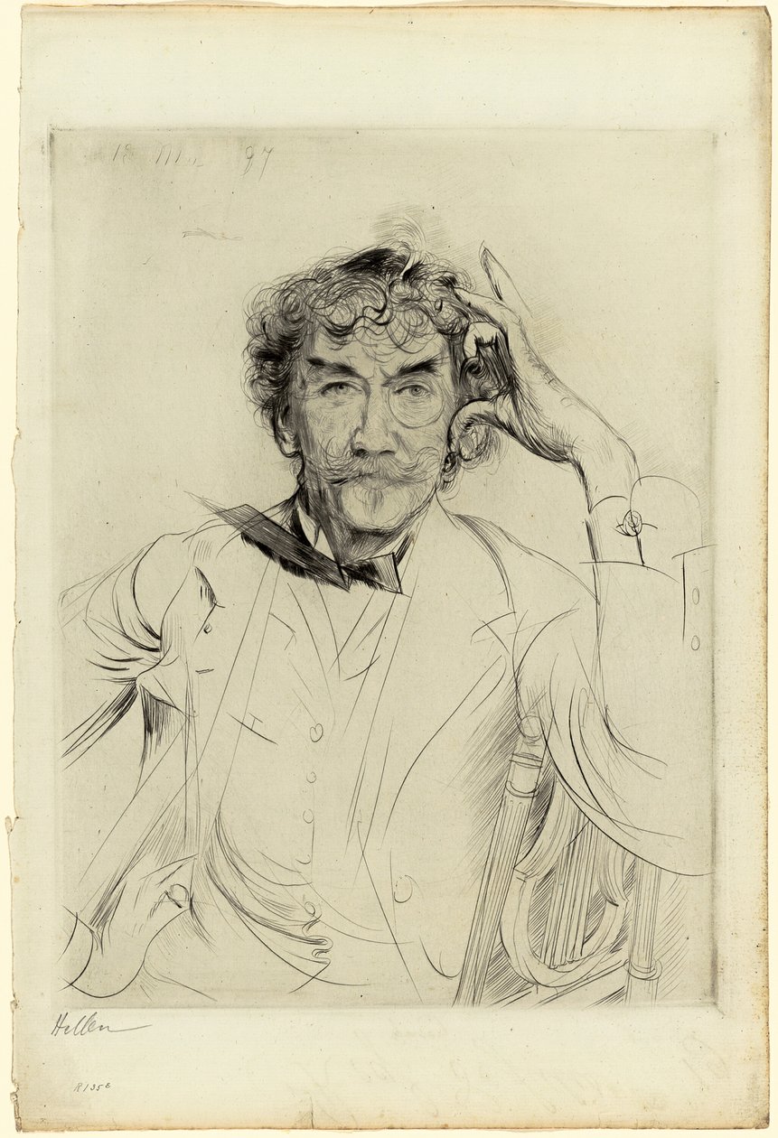 Porträtt av James McNeill Whistler av Paul Cesar Helleu