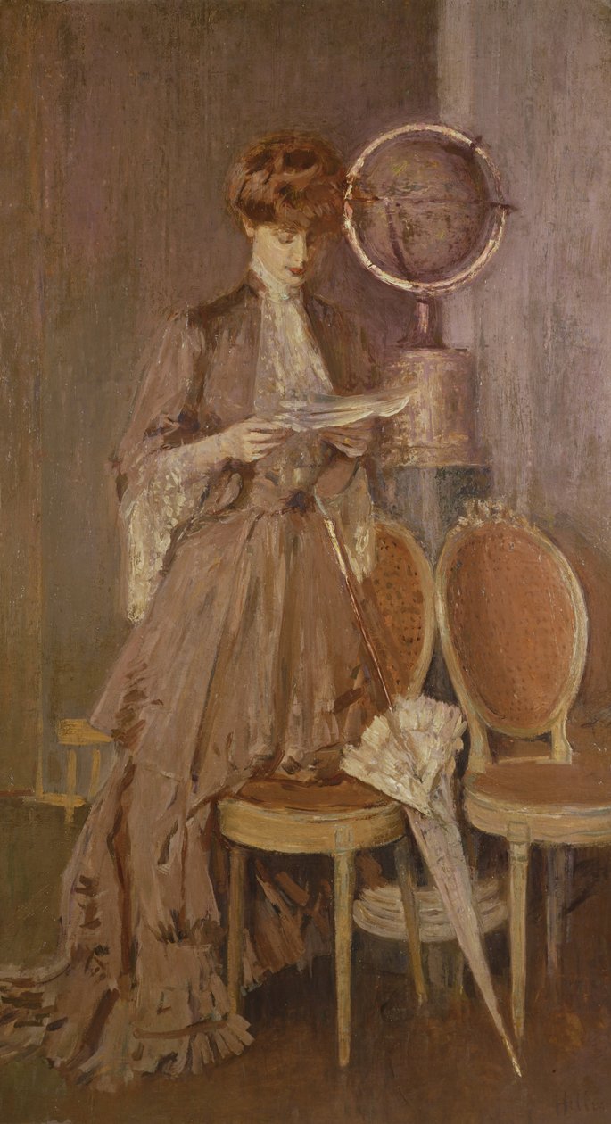 Porträtt av fru Helleu som läser ett brev av Paul Cesar Helleu