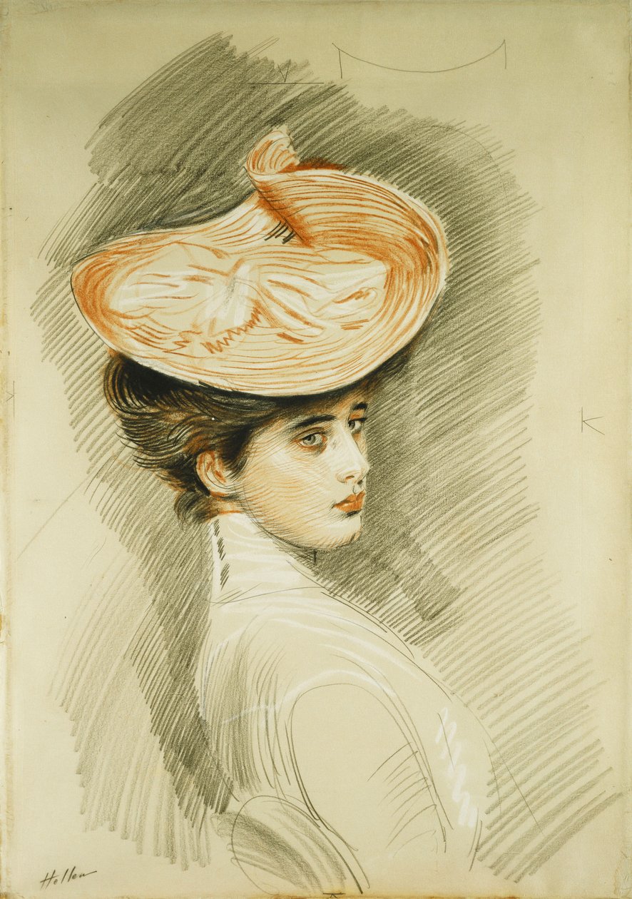 Porträtt av en dam, som tros vara Madame Helleu, av Paul Cesar Helleu