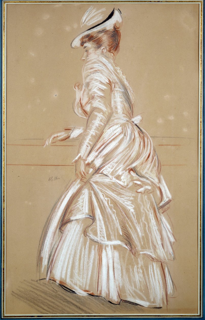 Porträtt av en kvinna i vitt. Teckning av Paul Helleu (1859 - 1927), 1900-talet. Bayonne, Musée Bonnat av Paul Cesar Helleu