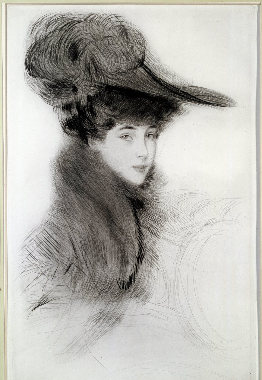 Porträtt av hertiginnan av Malborough. Teckning av Paul Helleu (1859-1927), 1900-talet. Bayonne, Musée Bonnat av Paul Cesar Helleu