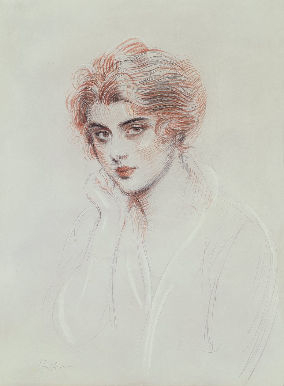 Konstnärens dotter (färgpenna på papper) av Paul Cesar Helleu