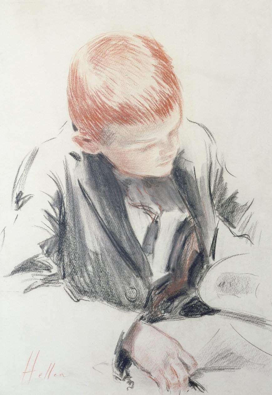 Den unga finsmakaren (röd och svart krita på papper) av Paul Cesar Helleu