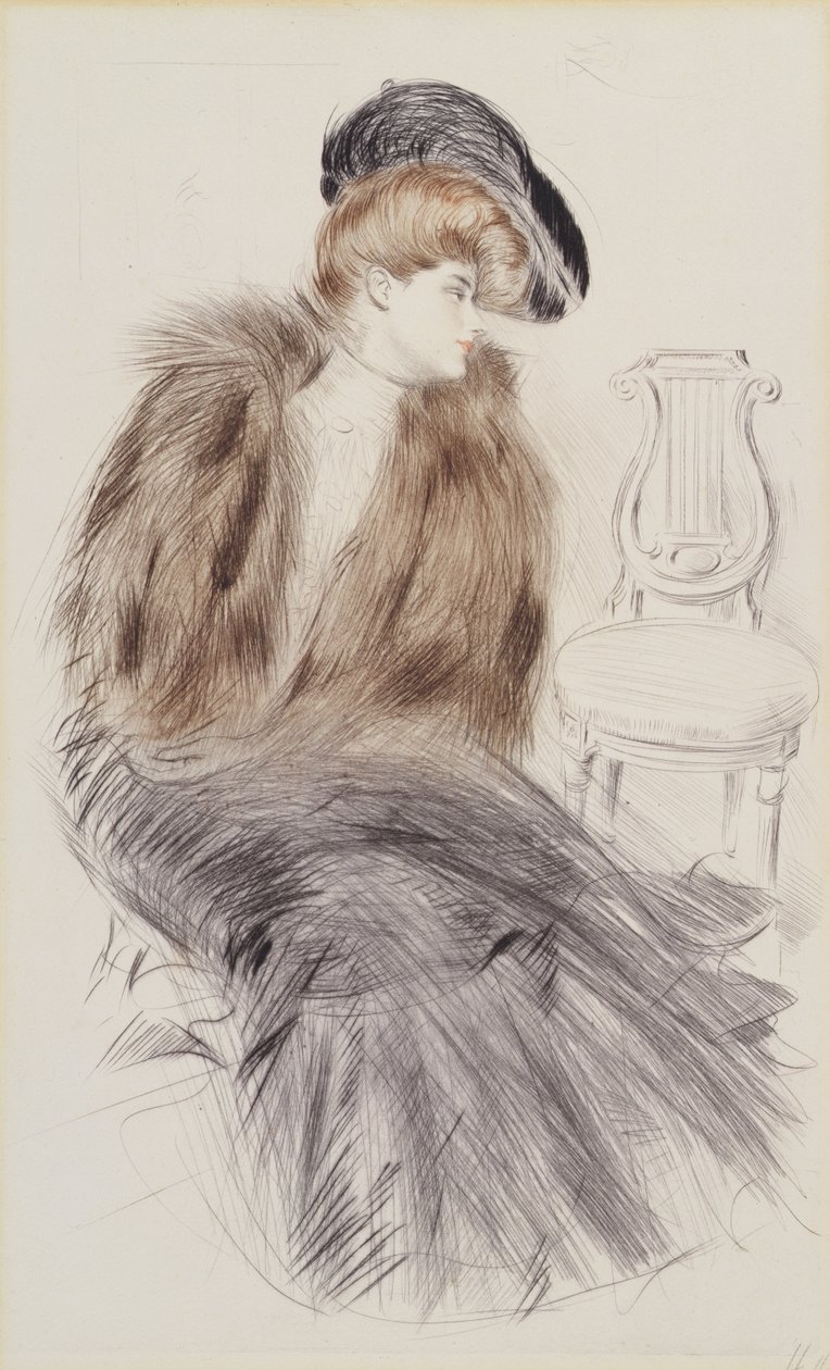 Sittande kvinna, ca 1895 (torrnål på papper) av Paul Cesar Helleu