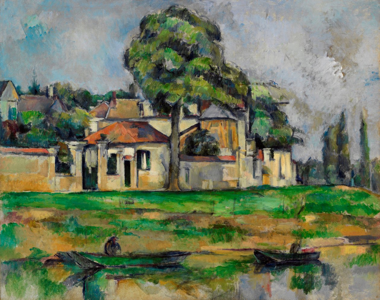 ""Berges de la Marne"" (Banks of the Marne) Peinture de Paul Cezanne (1839-1906) - vers 1888 - Olja på duk - Dim 65x81,3 cm Art Gallery of New South Wales av Paul Cézanne