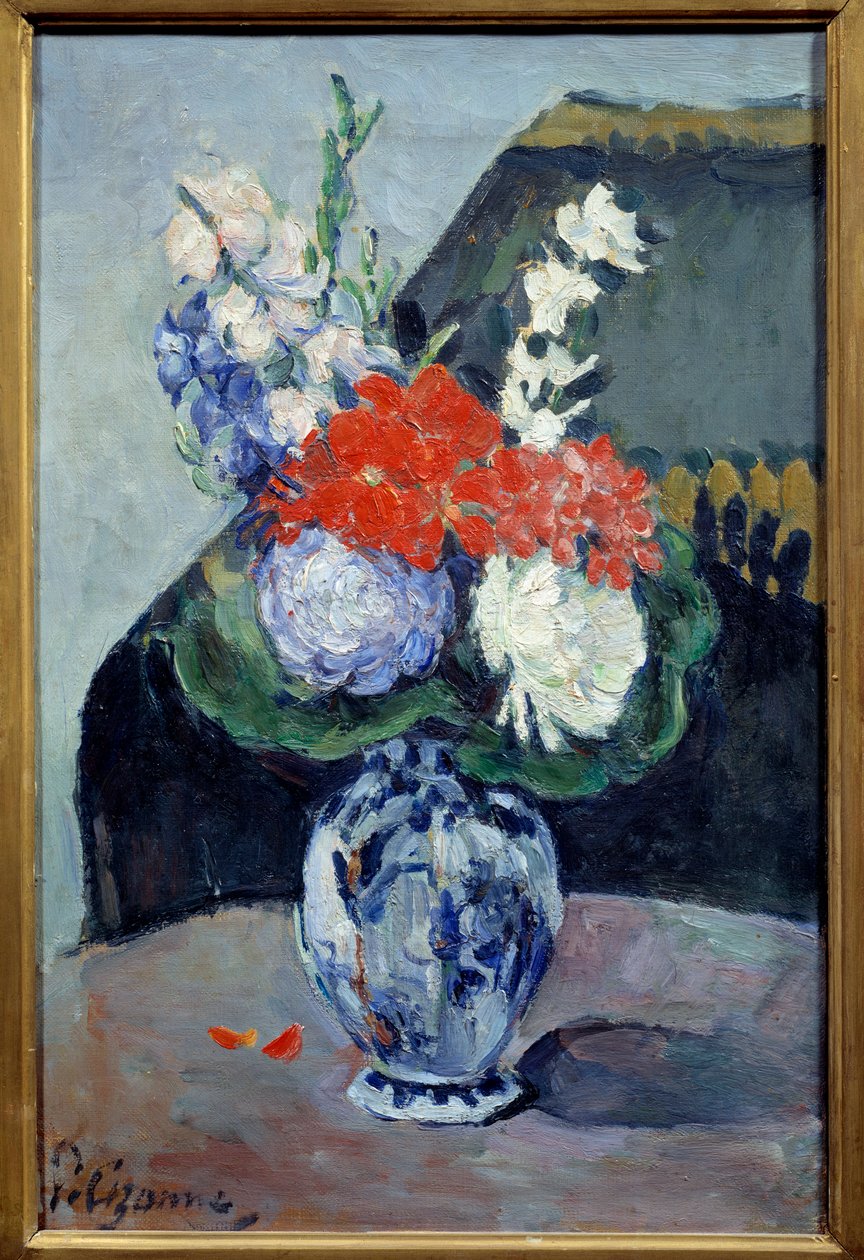Bukett med lite delft. Målning av Paul Cezanne (1839-1906) av Paul Cézanne