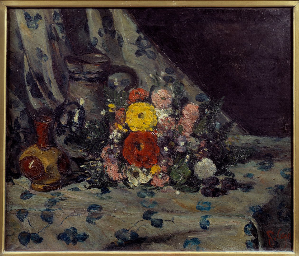 Bukett med gul dalhia Målning av Paul Cezanne (1839-1906) 1873 Sön. 0,54x0,64 m Paris, musee d