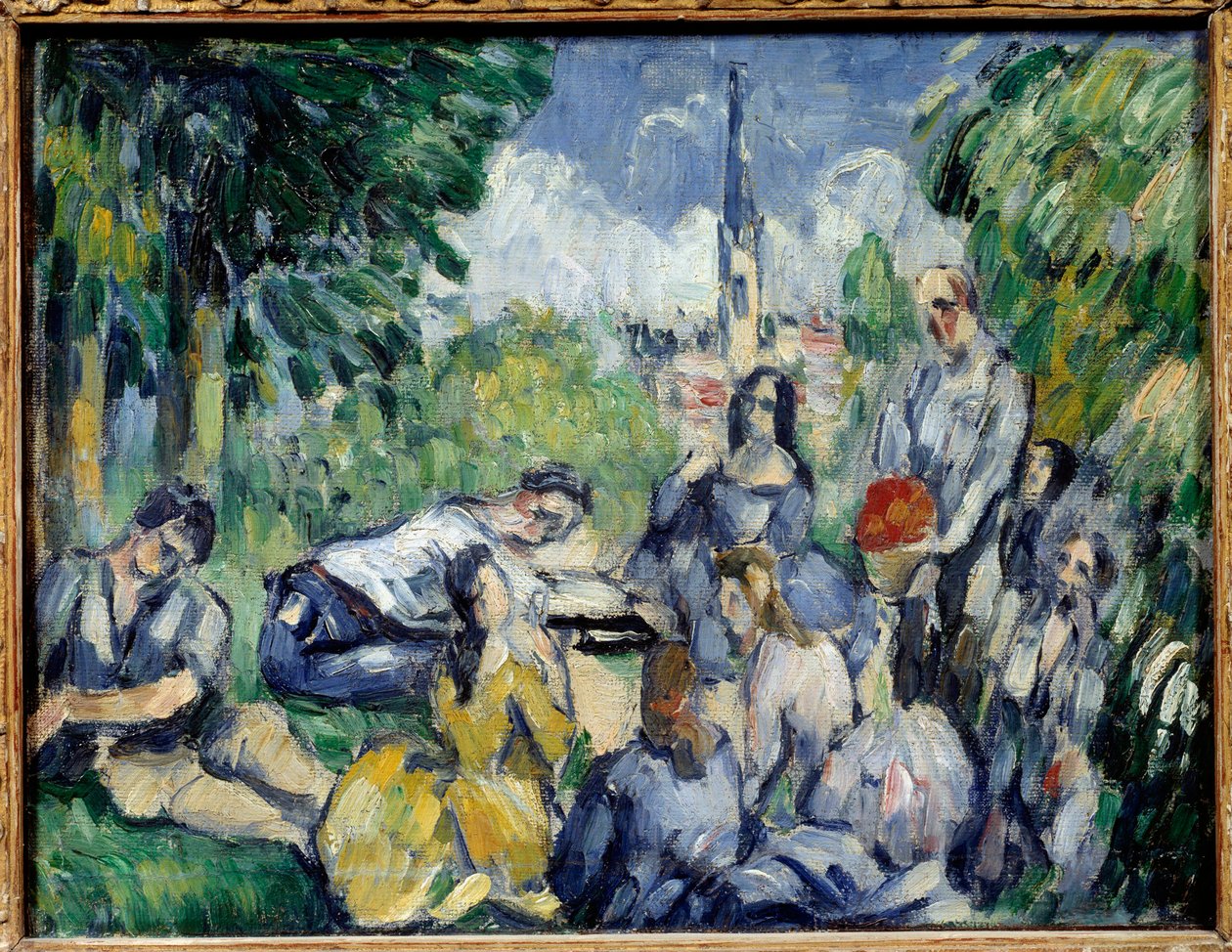 Frukost på gräset Målning av Paul Cezanne (1839-1906) 1875 Sön. 0,21x0,27 m Paris, Musee de l