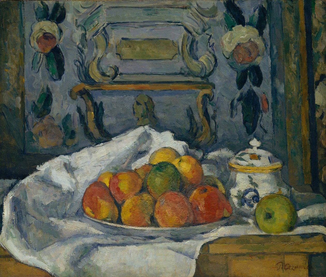 Äppelfat, ca 1876-77 (olja på duk) av Paul Cézanne