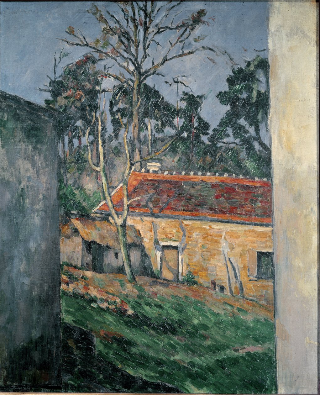 Gårdsgård i Auvers - olja på duk av Paul Cézanne