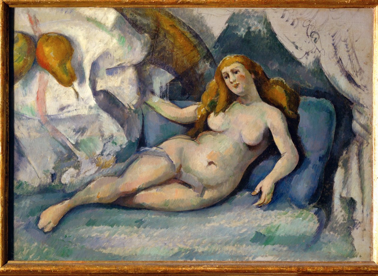Femme nue (olja på duk) av Paul Cezanne