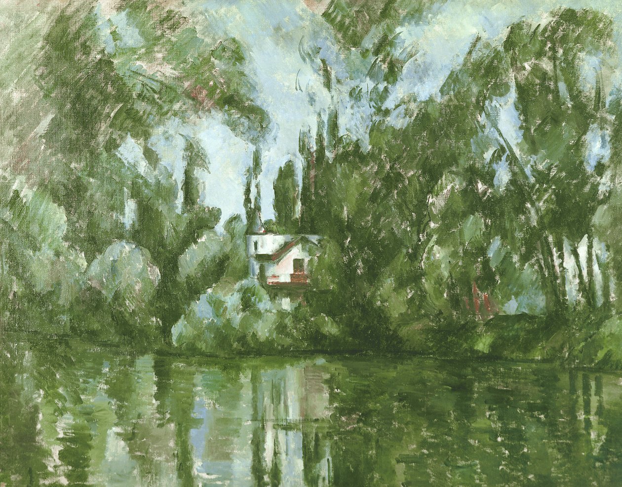 Hus på stranden av Marne av Paul Cézanne