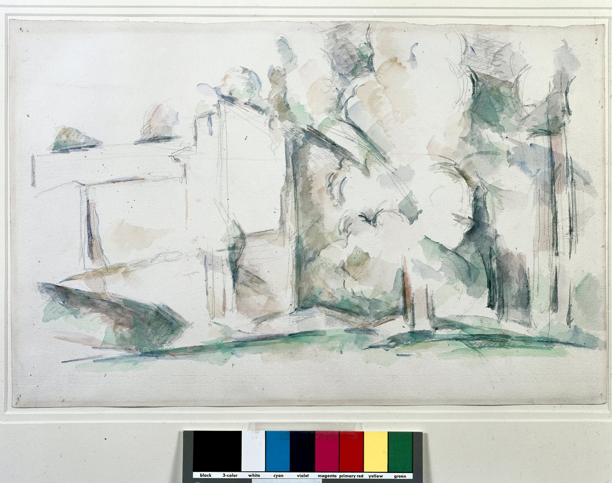 Hus genom träden. Målning av Paul Cezanne (1839-1906) av Paul Cézanne