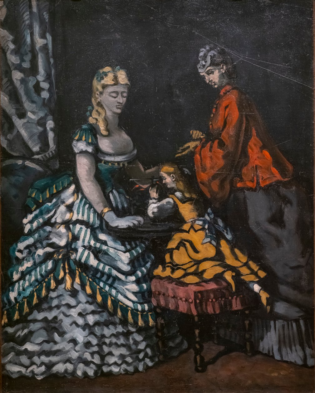 Interiör med två kvinnor och ett barn av Paul Cézanne