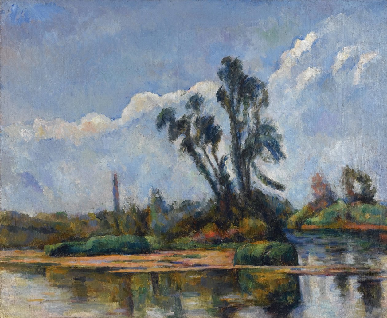 La Riviere par Cezanne, Paul (1839-1906). Olja på duk, storlek: 50x61, ca 1881, privat samling av Paul Cézanne
