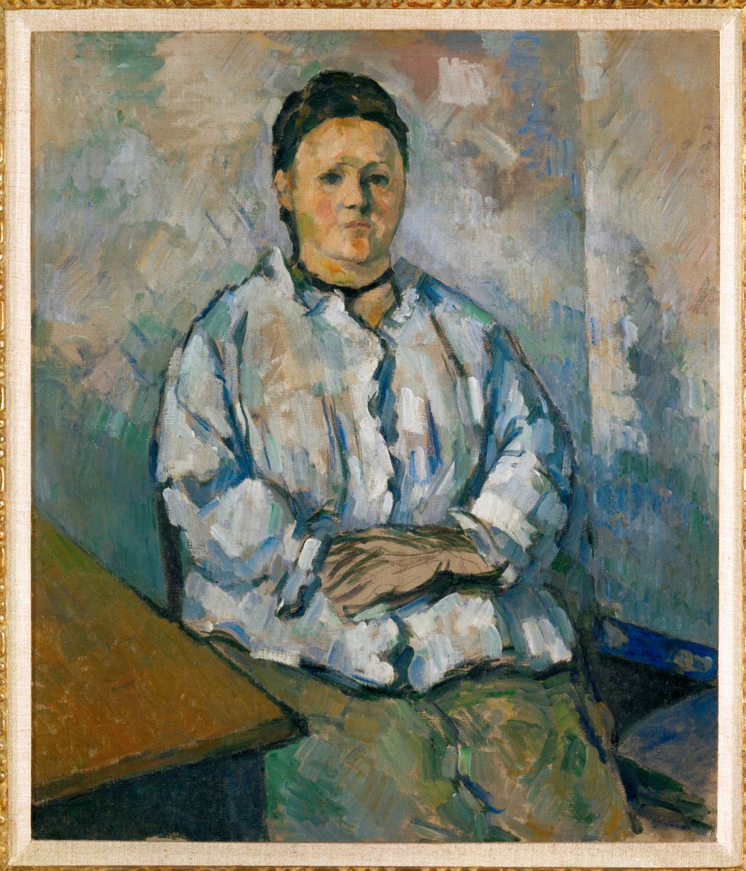 Madame Cezanne sittande (olja på duk) av Paul Cezanne