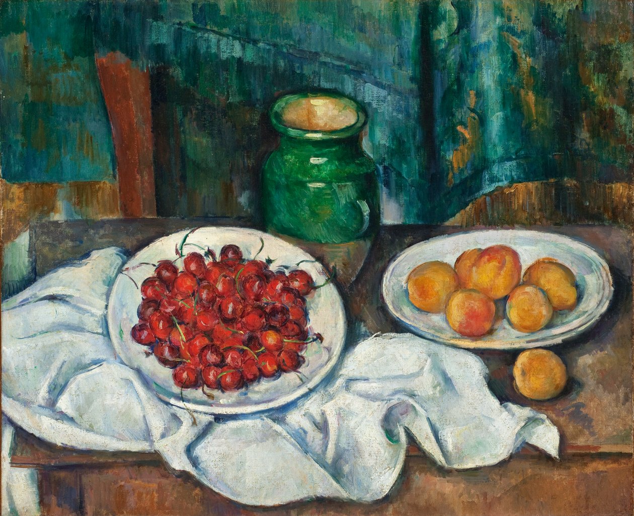""Nature morte aux cerises et aux peches"" (stilleben med körsbär och persikor) Peinture de Paul Cezanne (1839-1906) - 1885-1887 - Olja på duk Dim 50,2x61 cm Los Angeles County Museum of Art av Paul Cézanne