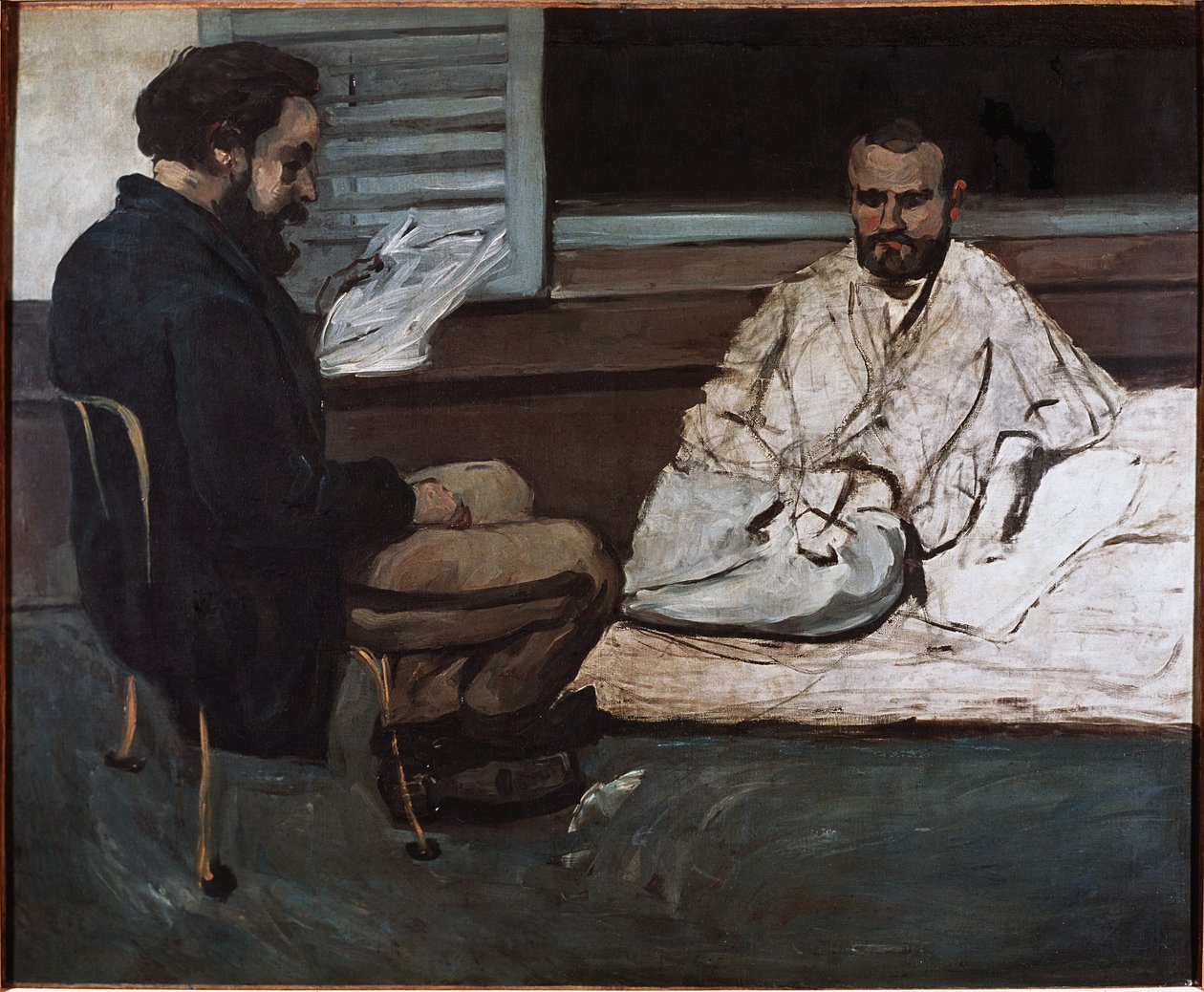 Paul Alexis läser ett manuskript för Emile Zola (olja på duk av Paul Cézanne