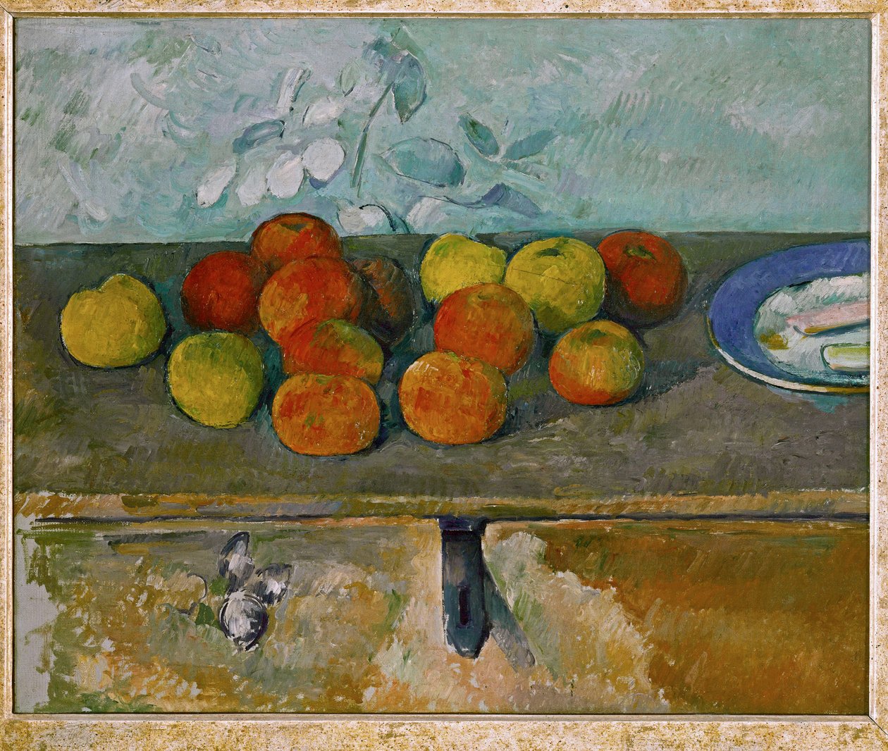 Äpplen och bisquits (olja på duk) av Paul Cezanne