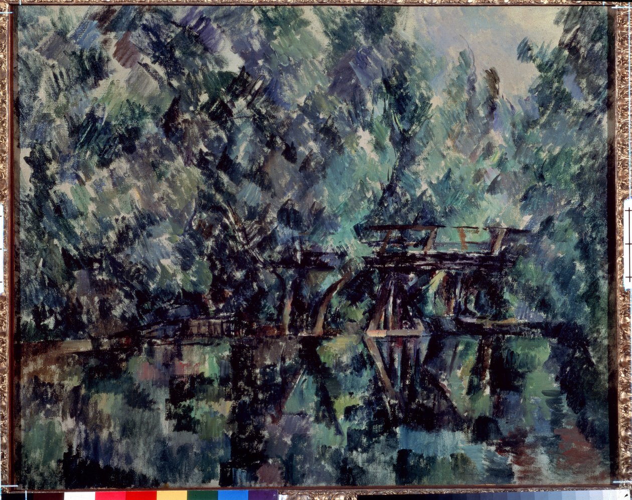 Bro över dammen. Målning av Paul Cezanne (1839-1906), cirka 1898. Olja på duk. Mått: 64x79cm. Impressionism. Pushkin-museet, Moskva av Paul Cézanne