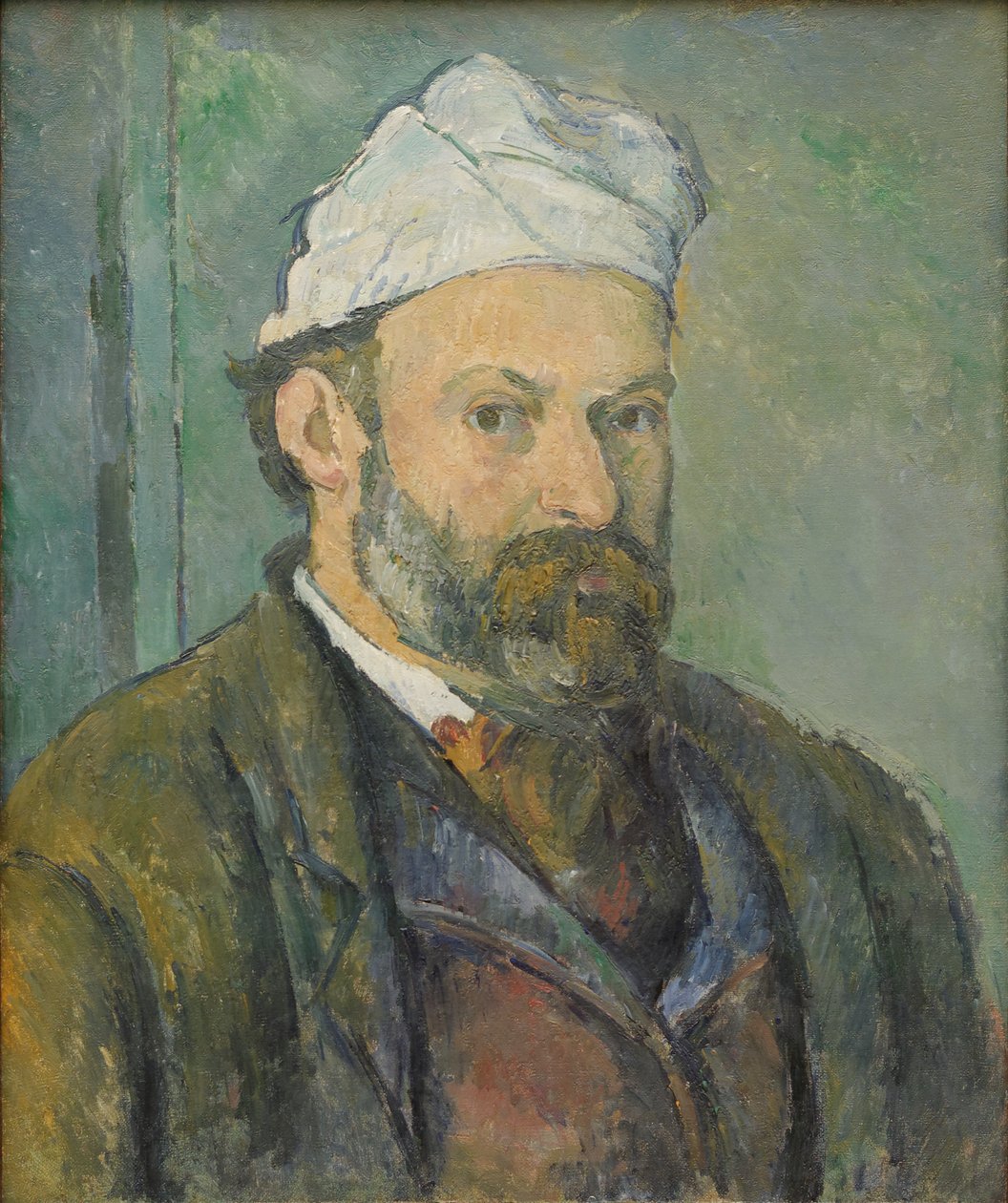 Porträtt av konstnären i den vita mössan av Paul Cézanne
