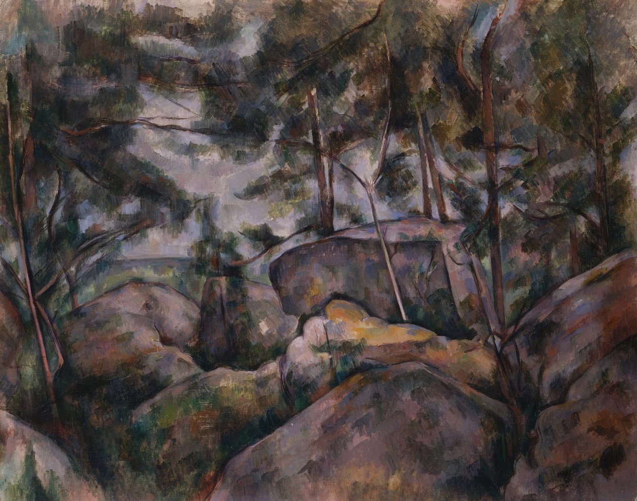 Stenar i skogen av Paul Cézanne