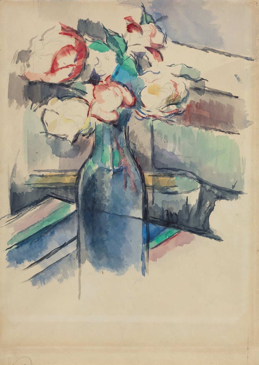 Rosen in einer Flasche av Paul Cézanne
