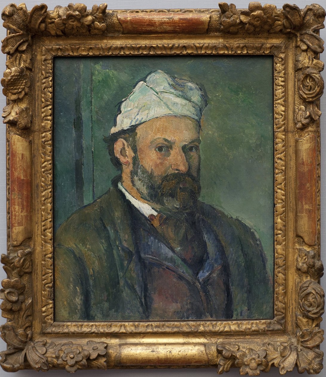 Självporträtt. Målning av Paul Cezanne (1839-1906), olja på duk omkring 1880. Fransk konst av Paul Cézanne