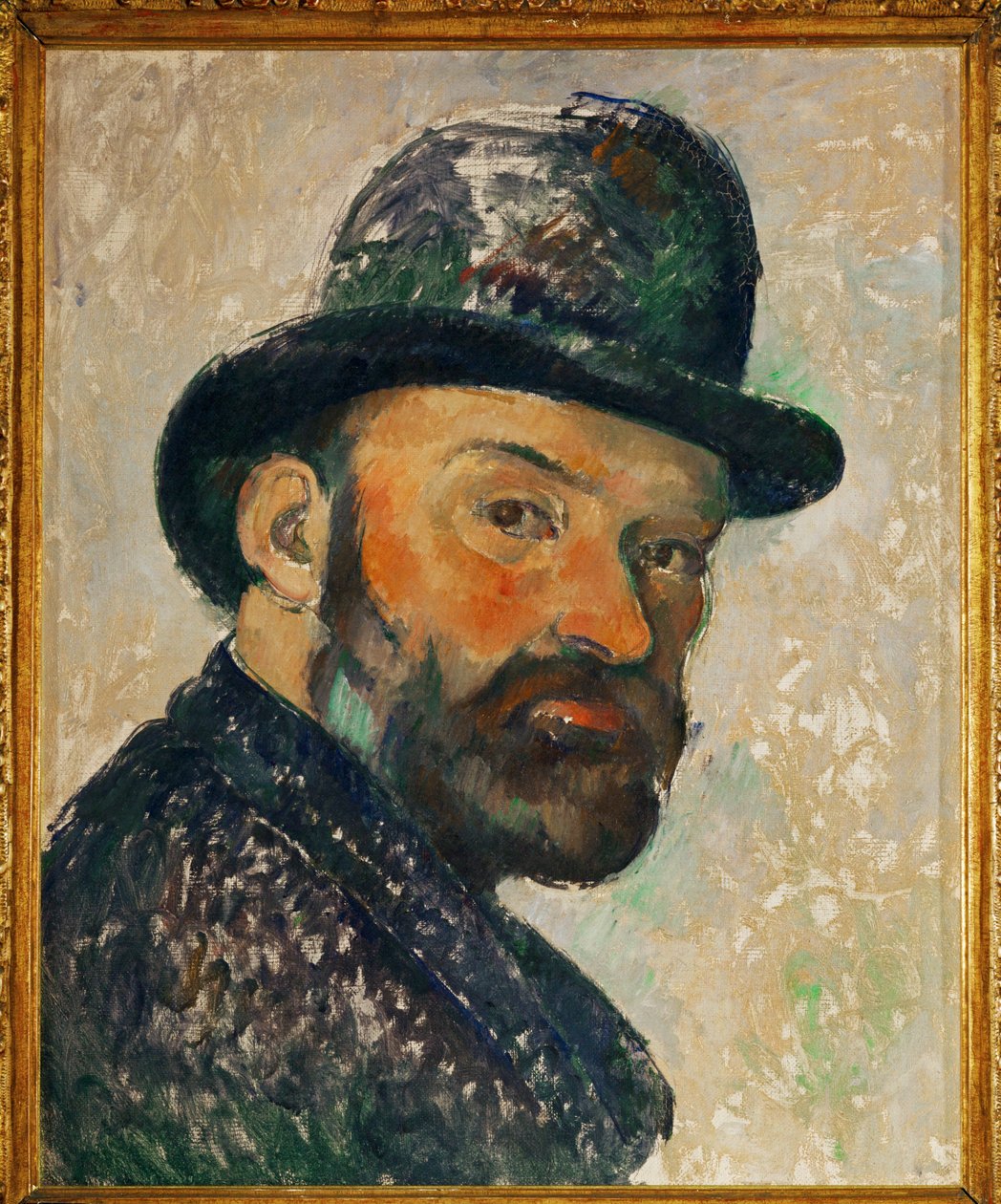 Self-portrait med bowlerhatt av Paul Cézanne