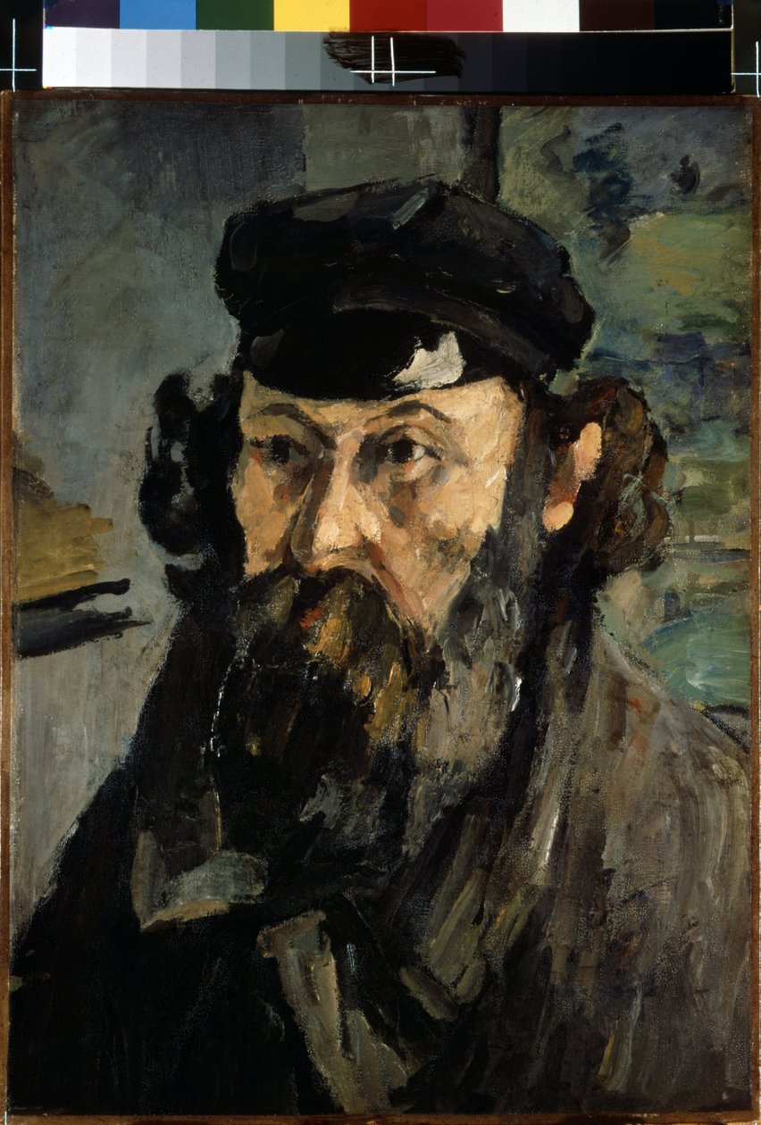 Självporträtt med hatten av Paul Cézanne