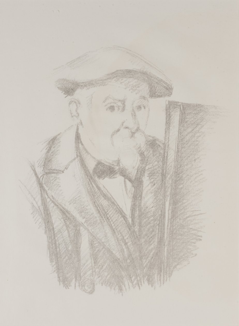 Självporträtt före ett staffli av Paul Cézanne