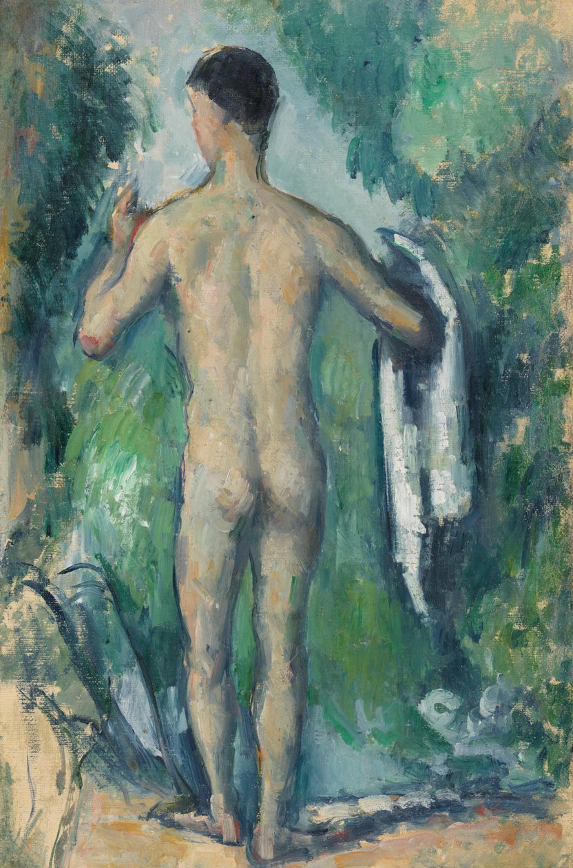 Stående badare, sedd bakifrån av Paul Cézanne
