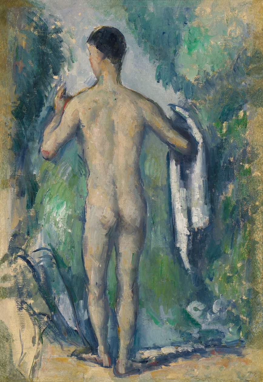 Stående badare, sedd bakifrån av Paul Cézanne