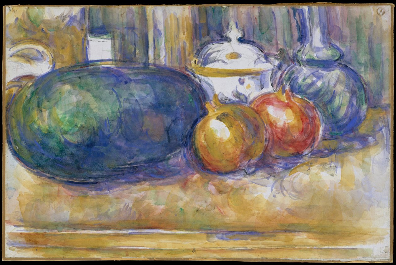Stilleben med vattenmelon och granatäpplen 1900–06 (w/c över grafit på lagt papper) av Paul Cézanne