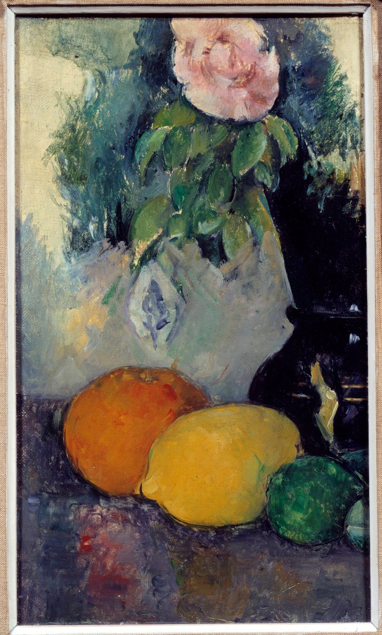 Stilleben av blommor och frukter Målning av Paul Cezanne (1839-1906) 1800-talets sön. 0,37x0,28 m Musee de l