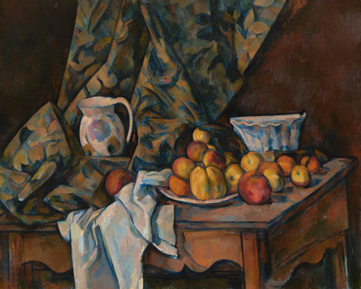 Stilleben med äpplen och persikor av Paul Cézanne