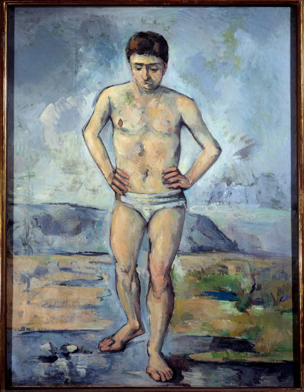 The Bather Painting av Paul Cezanne (1839-1906) 1885 Sön. 1,27x0,96 m New York, museum för modern konst av Paul Cézanne