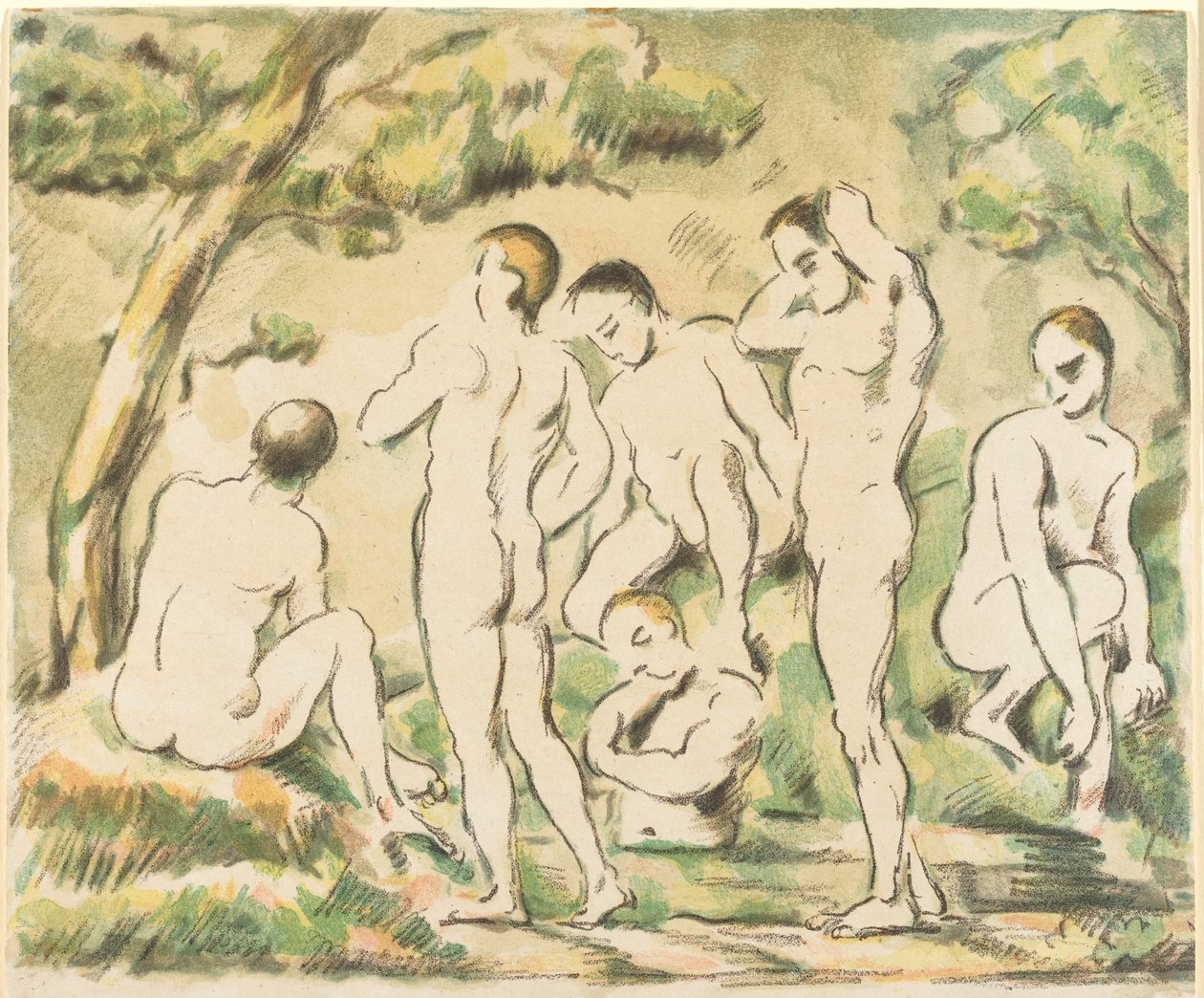 Badande kvinnor (liten plåt) av Paul Cézanne