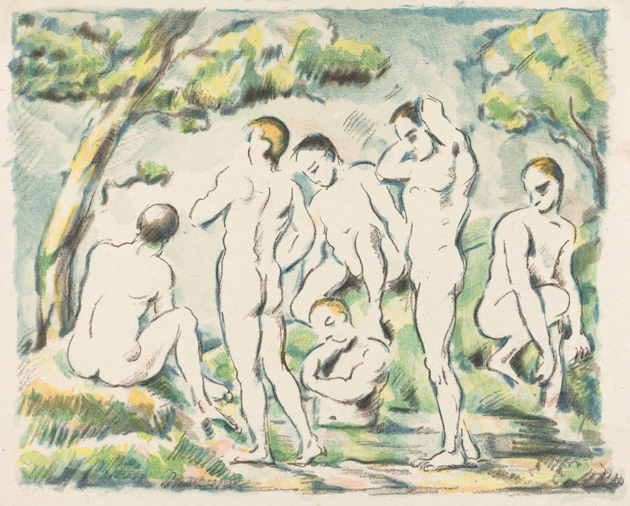 Badande (liten plåt) av Paul Cézanne