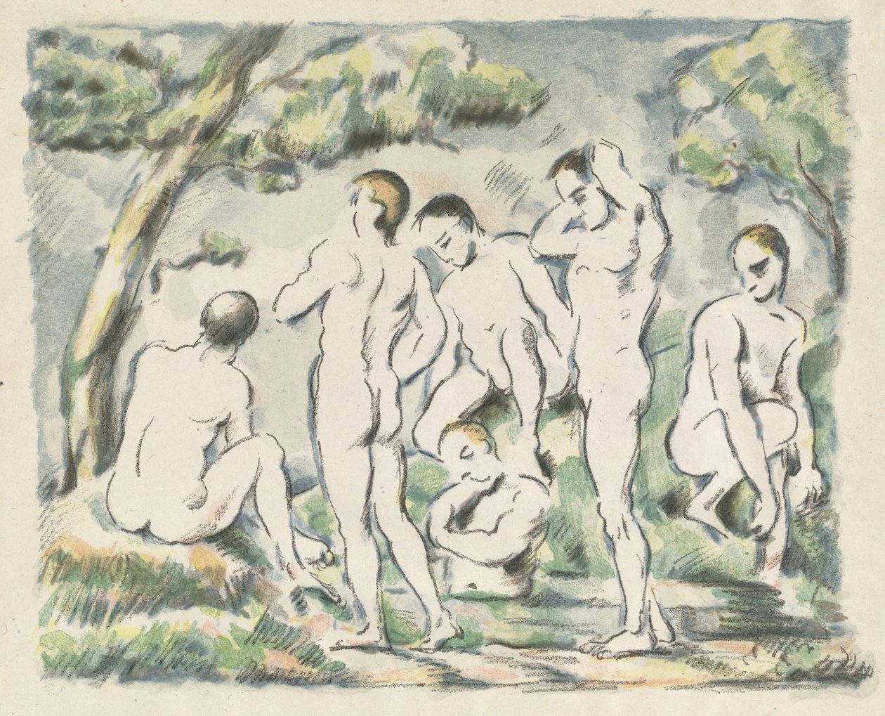 Badande kvinnor (Liten plåt) av Paul Cézanne